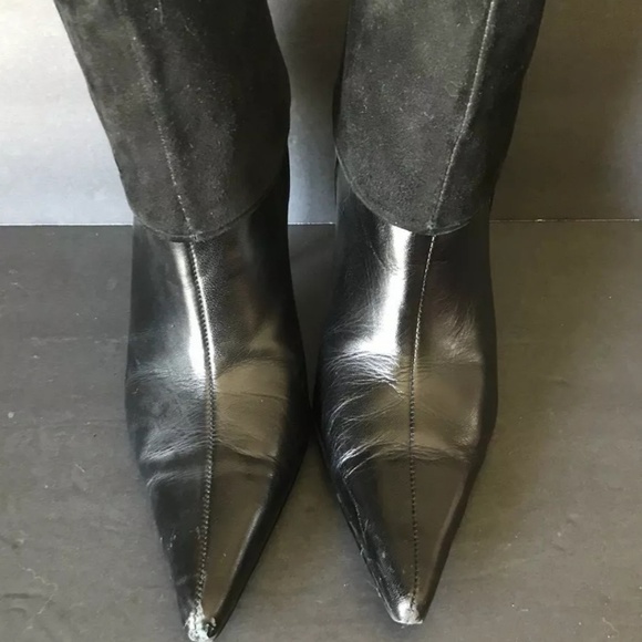 Guess Black Fold Over Cuff Boots Size 6.5 - Picture 4 of 8